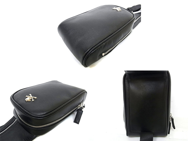 Roen/ロエン ボディ/ワンショルダーレザーバッグ スカル/黒